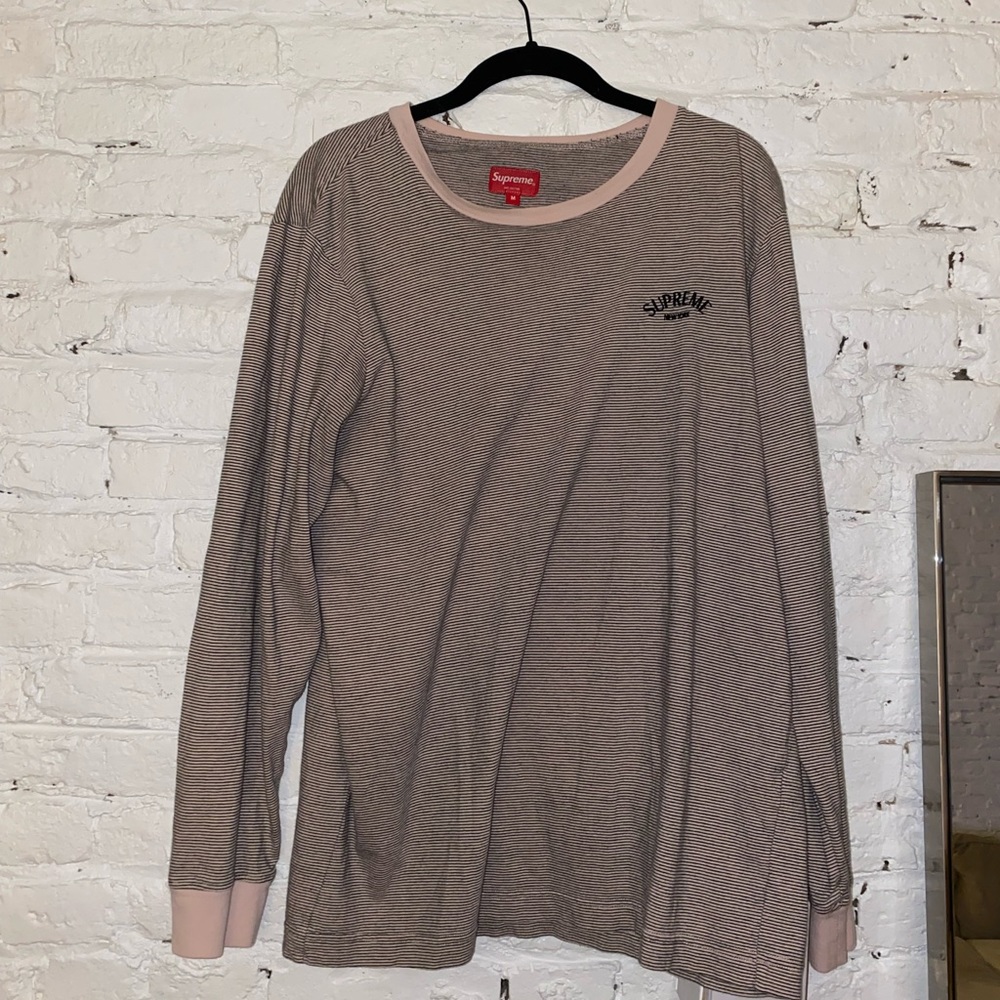 Supreme Striped Long Sleeve Shirt - M